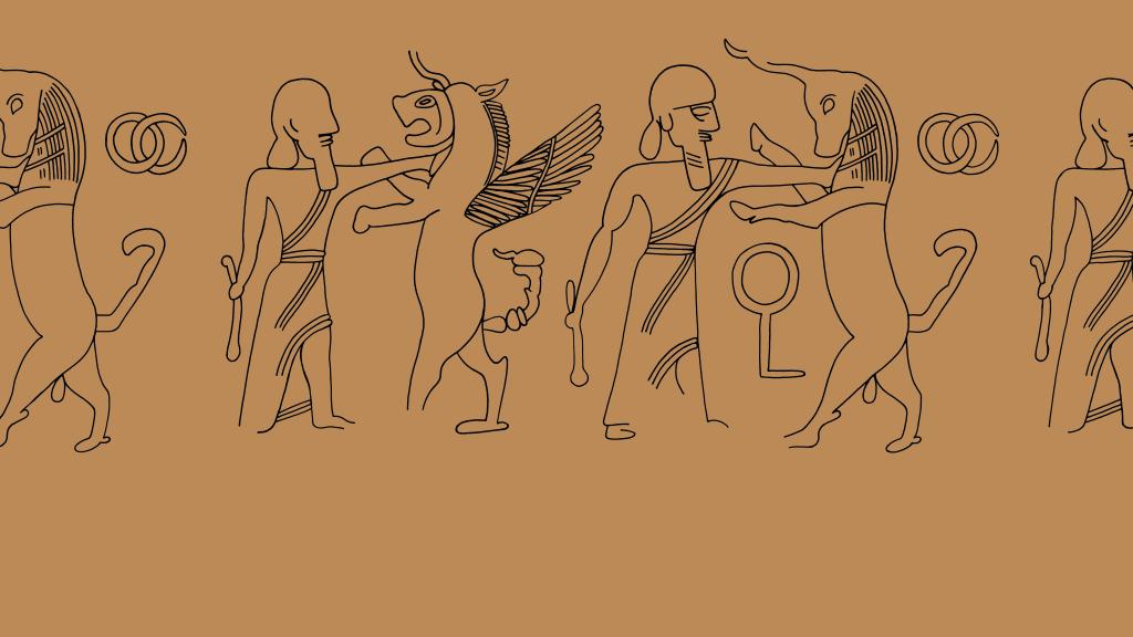 line drawing of a sealing from the Persepolis archive