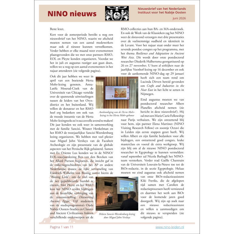 NINO-nieuwsbrief juni 2026 voorpagina