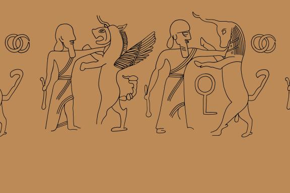 line drawing of a sealing from the Persepolis archive