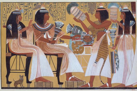 Ipuy and wife receive offerings from their children, copy painted by N. de Garis Davies, MMA 30.4.114 (Herta Mohr lecture 2025 campaign image)